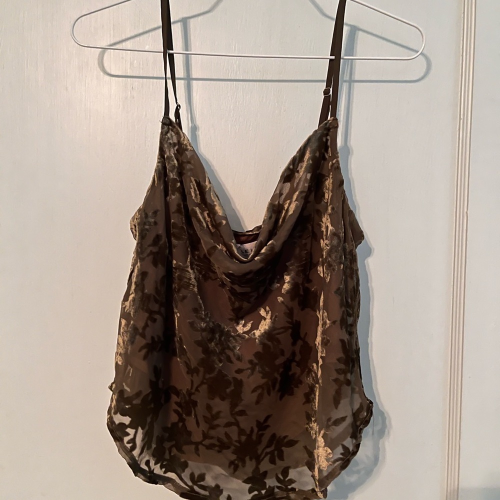 Elegant Dark Green Velvet Floral Women's Top